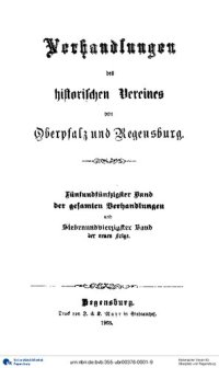 cover of the book Verhandlungen des Historischen Vereins für Oberpfalz und Regensburg