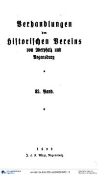 cover of the book Verhandlungen des Historischen Vereins für Oberpfalz und Regensburg