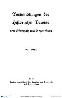 cover of the book Verhandlungen des Historischen Vereins für Oberpfalz und Regensburg