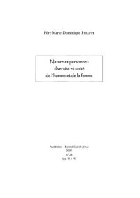 cover of the book Nature et personne, diversité et unité de l'homme et de la femme