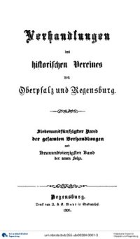 cover of the book Verhandlungen des Historischen Vereins für Oberpfalz und Regensburg