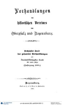 cover of the book Verhandlungen des Historischen Vereins für Oberpfalz und Regensburg