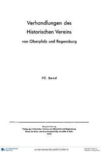 cover of the book Verhandlungen des Historischen Vereins für Oberpfalz und Regensburg