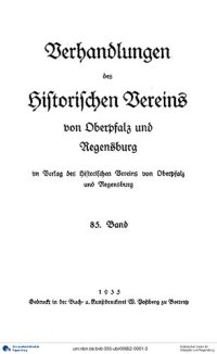 cover of the book Verhandlungen des Historischen Vereins für Oberpfalz und Regensburg