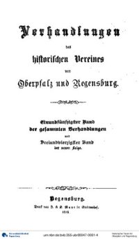 cover of the book Verhandlungen des Historischen Vereins für Oberpfalz und Regensburg