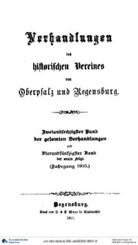 cover of the book Verhandlungen des Historischen Vereins für Oberpfalz und Regensburg