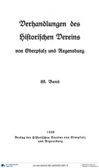 cover of the book Verhandlungen des Historischen Vereins für Oberpfalz und Regensburg