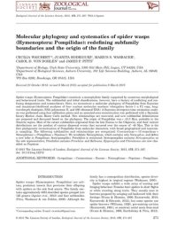 cover of the book Molecular phylogeny and systematics of spider wasps (Hymenoptera Pompilidae): redefining subfamily boundaries and the origin of the family