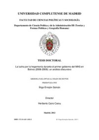 cover of the book La lucha por la hegemonía durante el primer gobierno del MAS en Bolivia (2006-2009): un análisis discursivo