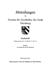 cover of the book Mitteilungen des Vereins für Geschichte der Stadt Nürnberg / Namenregister zu Band 11 bis 43