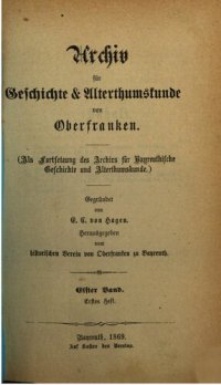 cover of the book Archiv für Geschichte und Altertumskunde von Oberfranken