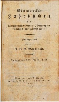 cover of the book Württembergische Jahrbücher für Vaterländische Geschichte, Geographie, Statistik und Topographie