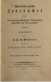 cover of the book Württembergische Jahrbücher für Vaterländische Geschichte, Geographie, Statistik und Topographie