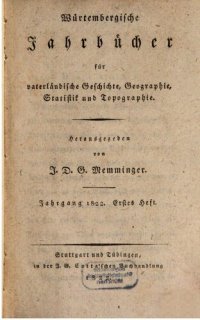 cover of the book Württembergische Jahrbücher für Vaterländische Geschichte, Geographie, Statistik und Topographie