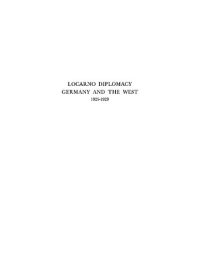 cover of the book Locarno Diplomacy: Germany and the West, 1925-1929