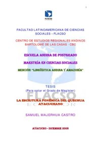 cover of the book La escritura fonémica del quechua ayacuchano