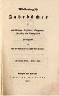 cover of the book Württembergische Jahrbücher für Vaterländische Geschichte, Geographie, Statistik und Topographie