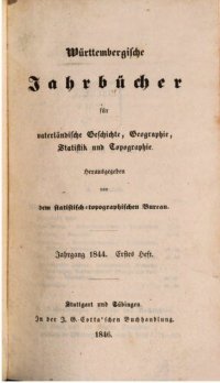 cover of the book Württembergische Jahrbücher für Vaterländische Geschichte, Geographie, Statistik und Topographie