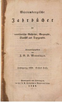 cover of the book Württembergische Jahrbücher für Vaterländische Geschichte, Geographie, Statistik und Topographie