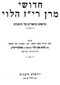 cover of the book חדושי מרן רי"ז הלוי : חדושים וביאורים על הרמב"ם