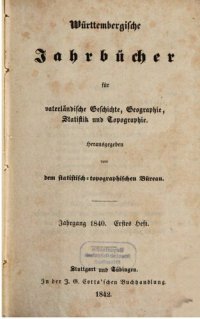 cover of the book Württembergische Jahrbücher für Vaterländische Geschichte, Geographie, Statistik und Topographie