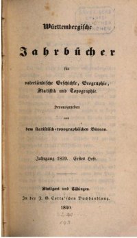 cover of the book Württembergische Jahrbücher für Vaterländische Geschichte, Geographie, Statistik und Topographie