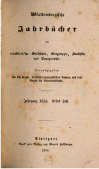 cover of the book Württembergische Jahrbücher für Vaterländische Geschichte, Geographie, Statistik und Topographie