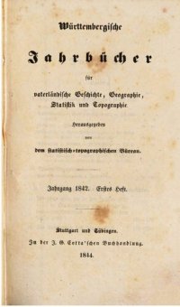 cover of the book Württembergische Jahrbücher für Vaterländische Geschichte, Geographie, Statistik und Topographie