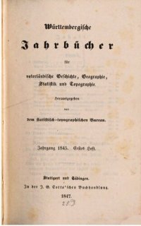 cover of the book Württembergische Jahrbücher für Vaterländische Geschichte, Geographie, Statistik und Topographie