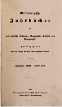 cover of the book Württembergische Jahrbücher für Vaterländische Geschichte, Geographie, Statistik und Topographie