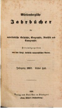 cover of the book Württembergische Jahrbücher für Vaterländische Geschichte, Geographie, Statistik und Topographie