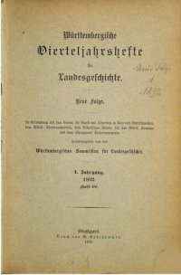 cover of the book Württembergische Vierteljahreshefte für Landeskunde