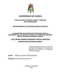 cover of the book Elaboración de materiales didácticos para la enseñanza de las vocales shuar (Shíbaro/ Chicham) a los niños de segundo año de educación general básica/ Uchi jimiara uwiniam unuimiainia chichau jintiatsar imiatkin iisar jintiatin najanma