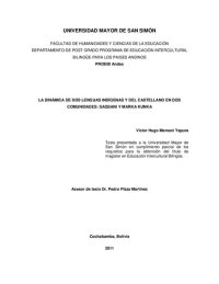 cover of the book La dinámica de dos lenguas indígenas y del castellano en dos comunidades: Saqsani y Marka Kunka (Bustillo, Potosí)/  Kimsa simipa puriynin Marka Kunkapiwan Saqsanipiwa