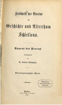 cover of the book Zeitschrift des Vereins für Geschichte und Altertum Schlesiens