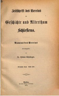 cover of the book Zeitschrift des Vereins für Geschichte und Altertum Schlesiens