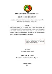 cover of the book Implementación de un sitio web para contribuir al proceso de enseñanza-aprendizaje del idioma shuar (Chicham/ Shíbaro), en los estudiantes de educación hispana del colegio de bachillerato fiscomisional Río Upano de la ciudad de Sucúa, provincia de Morona 