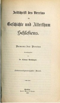 cover of the book Zeitschrift des Vereins für Geschichte und Altertum Schlesiens