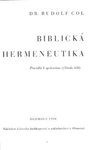 cover of the book Biblická hermeneutika: Pravidla k správnému výkladu bible