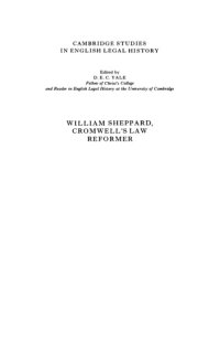 cover of the book William Sheppard, Cromwell’s Law Reformer