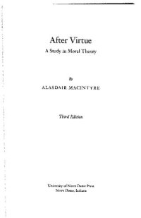 cover of the book After Virtue: A Study in Moral Theory, Third Edition