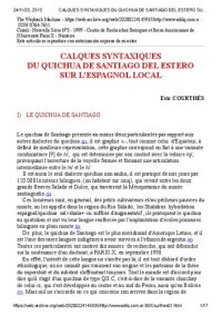 cover of the book Calques syntaxiques du quichua de Santiago del Estero sur l'espagnol local