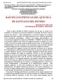 cover of the book Raíces lingüísticas del quichua de Santiago del Estero (familia quechua)