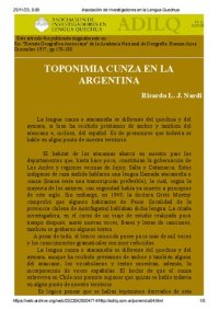 cover of the book Toponimia cunza en la Argentina