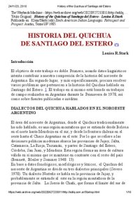 cover of the book Historia del quichua de Santiago del Estero [1985]