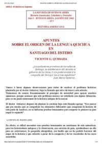 cover of the book Apuntes sobre el origen de la lengua quichua en Santiago del Estero [1863]