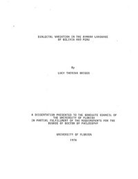 cover of the book Dialectal variation in the Aymara language of Bolivia and Peru (Aimara/ Aru)