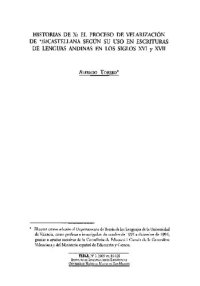 cover of the book Historias de X: el proceso de velarización de */š/ castellana según su uso en escrituras de lenguas andinas en lo siglos XVI y XVII [1995]