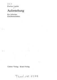 cover of the book Auferstehung. Ein judisches Glaubenserlebnis