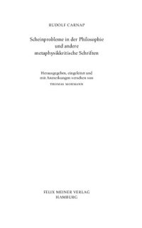cover of the book Scheinprobleme in der Philosophie und andere metaphysikkritische Schriften
